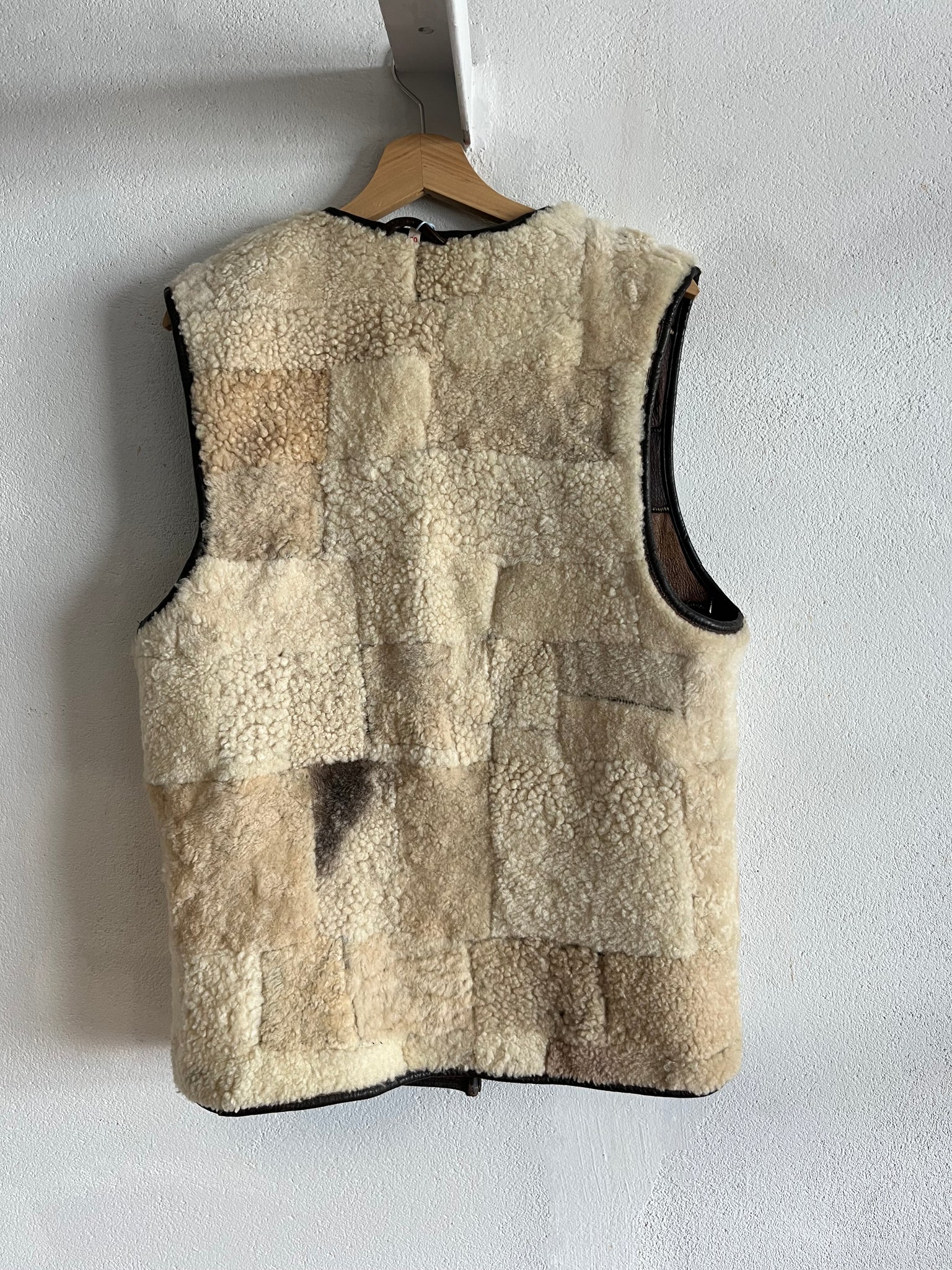 Gilet patchwork peau lainée 80s T.40-42♀/M-L♂