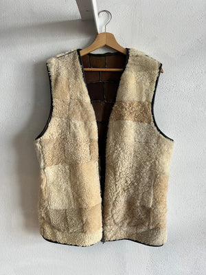 Gilet patchwork peau lainée 80s T.40-42♀/M-L♂