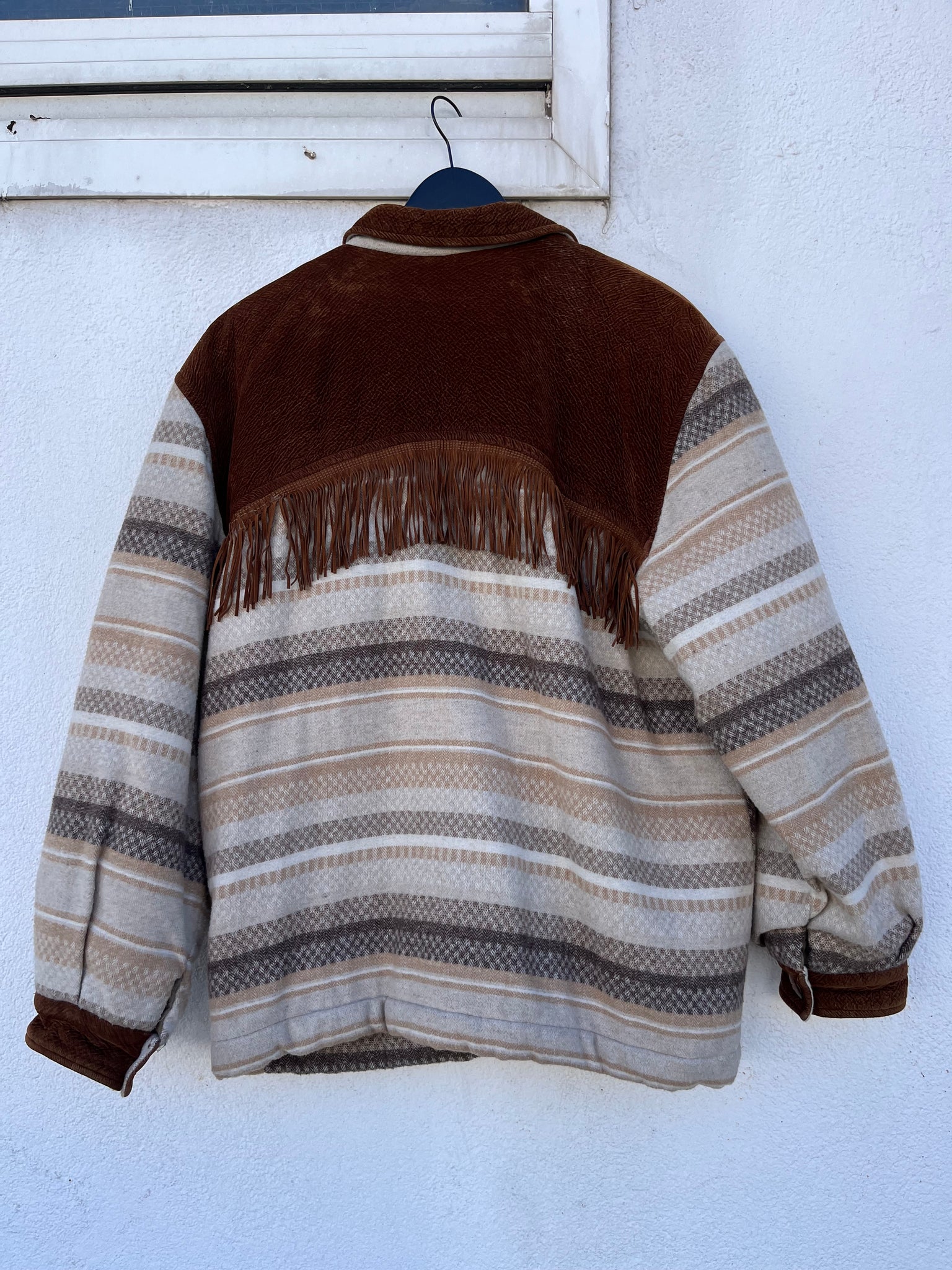 Veste laine franges 90s T.40♀/M♂