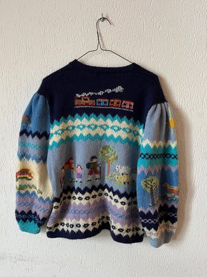 Cardigan tricoté main 80s T.38♀