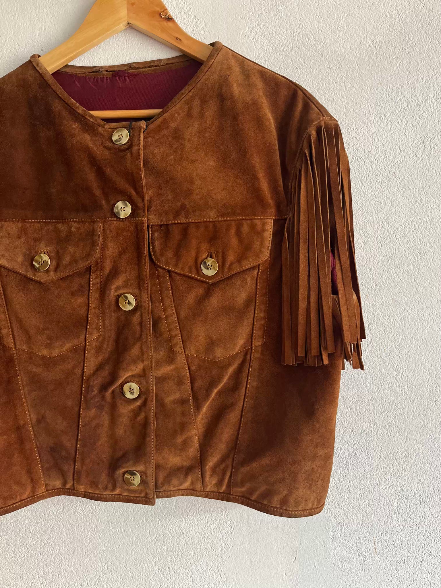 Veste daim franges 80s T.36♀