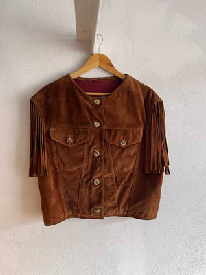 Veste daim franges 80s T.36♀