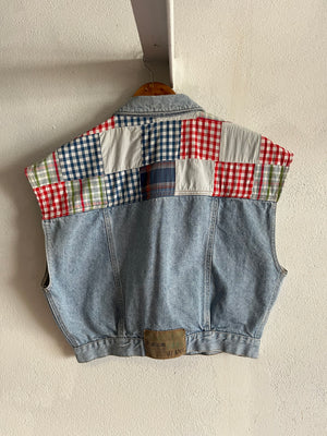 Veste jean patchwork 90s T.36♀