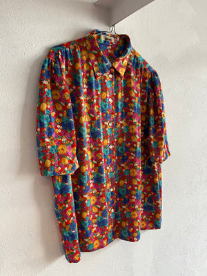 Blouse fleurs 80s T.38♀