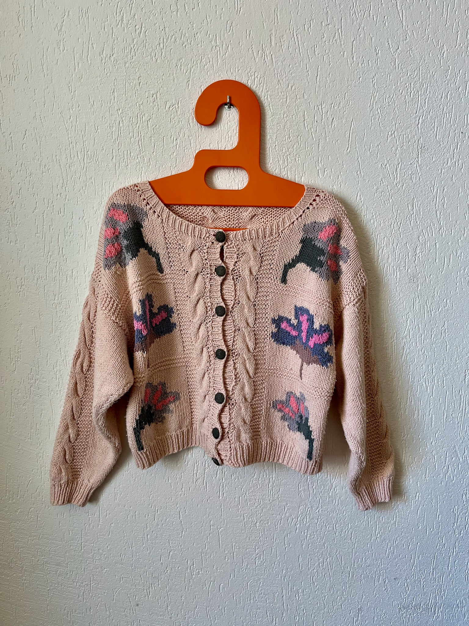 Cardigan tricoté main 80s T.38♀