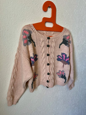 Cardigan tricoté main 80s T.38♀