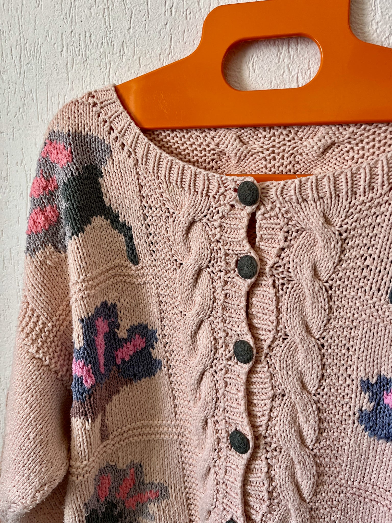 Cardigan tricoté main 80s T.38♀