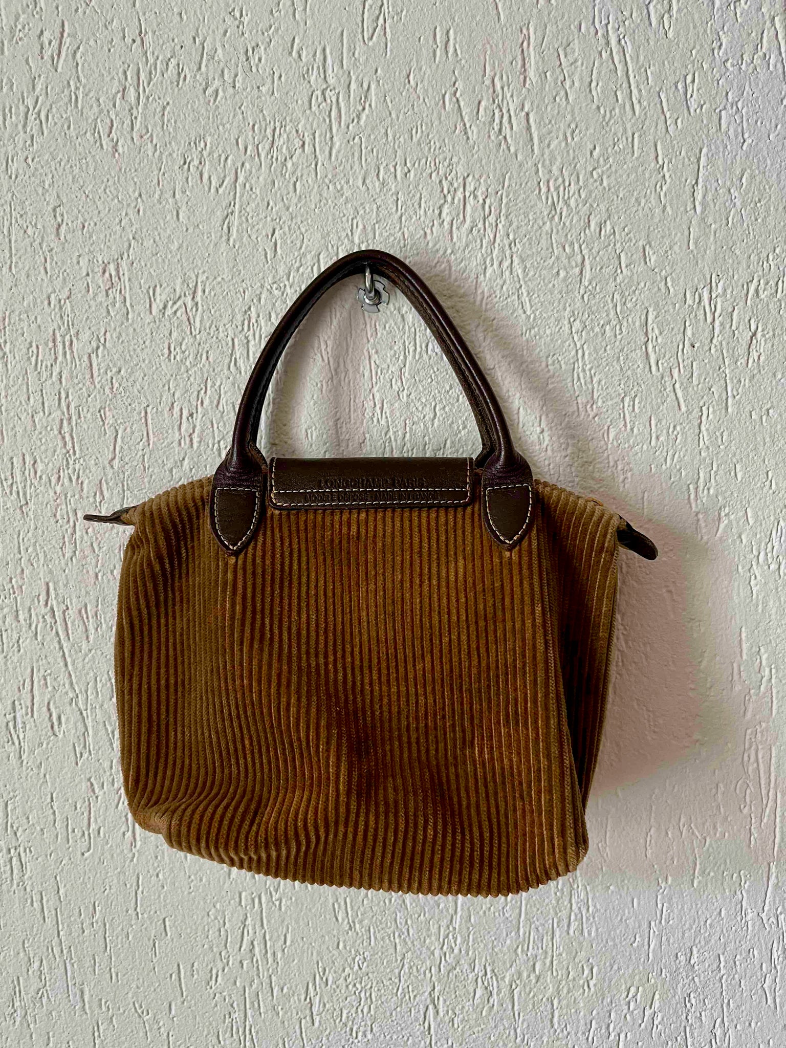 Petit sac Longchamp velours côtelé 00s